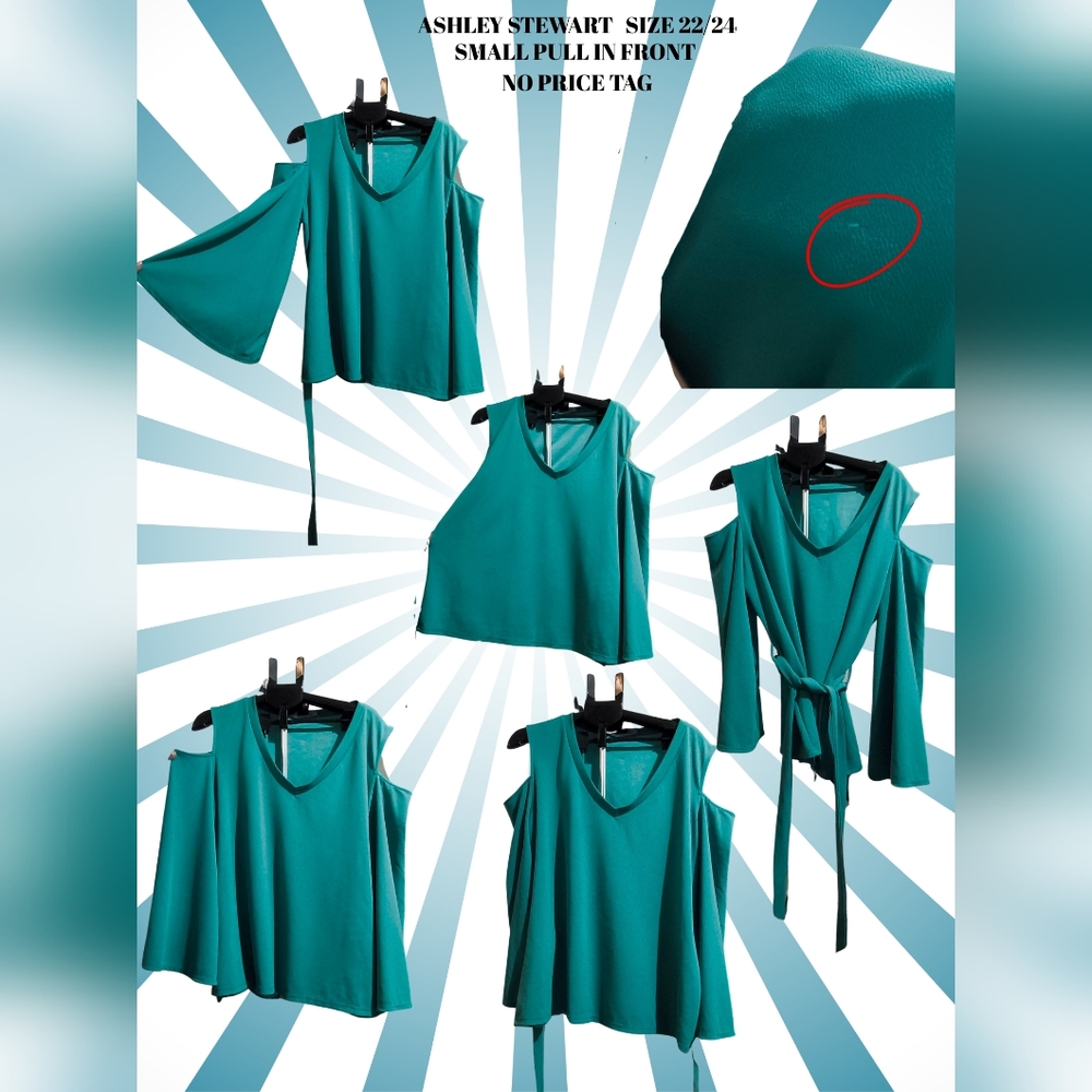 Ashley Stewart Teal Cold Shoulder Blouse